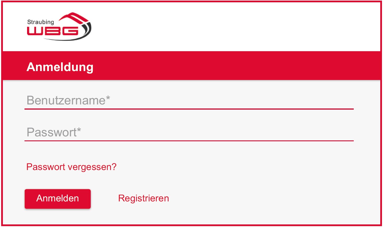 Bild der Anmeldemaske nach erfolgreicher Registrierung